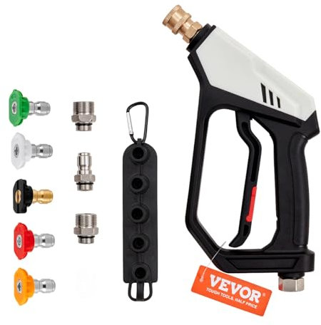 VEVOR Hochdruckpistole Max. Druck 5000 PSI Max. Wasserdurchfluss 3 GPM Max. Temperatur 60℃ Hochdruckreiniger Pistole M22-14/M22-15 + 1/4 Schnellanschluss 0°, 15°, 25°, 40°, 65° Düsen
