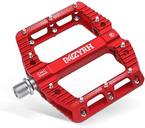 MZYRH Mountainbike-Pedale mit 3 abgedichteten Lagern, 9/16 Fahrradpedale, rutschfeste leichte Aluminiumlegierung Fahrrad-Plattform-Pedale für Mountainbike, Rennrad (Rot)
