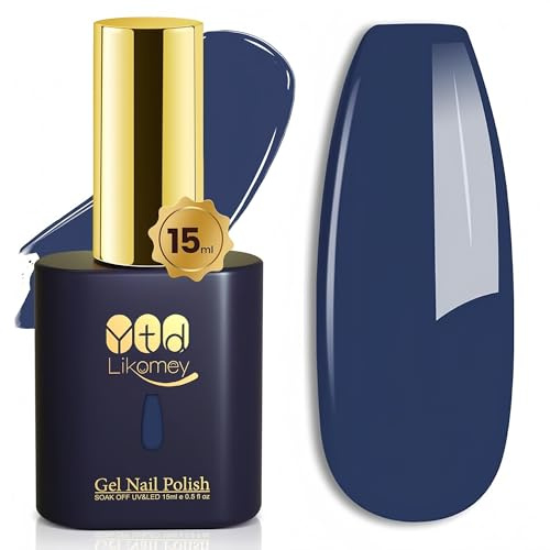 YTD Likomey UV Gellack Nagellack Gel,15ml Dunkles Marineblau Soak Off Farbgel Nagelgel Maniküre Farbe Gel Nail Polish