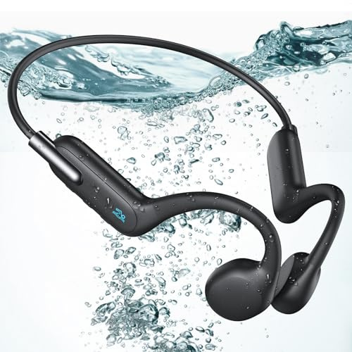 BNARQP Swimming Headphones, Bone Conduction Headphones, Open Ear Headphones IP68 Waterproof Wireless Bluetooth 5.3 built-in MP3 Player 32G, Waterproof Headphones for Swimming, Running, Cycling