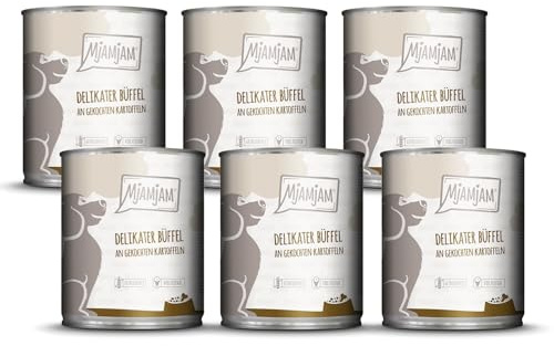 MjAMjAM - Cibo umido Premium per cani - delizioso bufalo con patate bollite, confezione da 6 (6 x 800g), senza cereali con carne extra