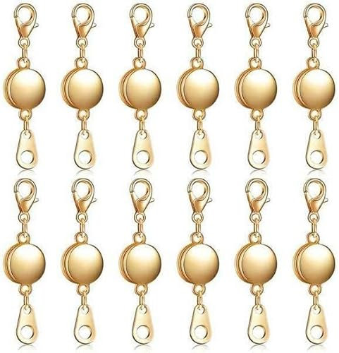 Magnetverschluss für Schmuck, Roségold/Silber, magnetischer Karabinerverschluss, Armbandverlängerung zur Schmuckherstellung, 12 Stück