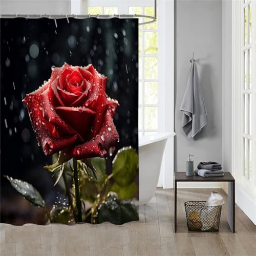 Duschvorhang RoseShower Curtain Curtains, Duschvorhänge Duschrollo 120x180cm Duschvorhang Mit Gewicht Badewanne, Duschrollo, Badewanne Duschvorhang Textil Stoff Waschbar Bad Vorhang Badevorhang 1013