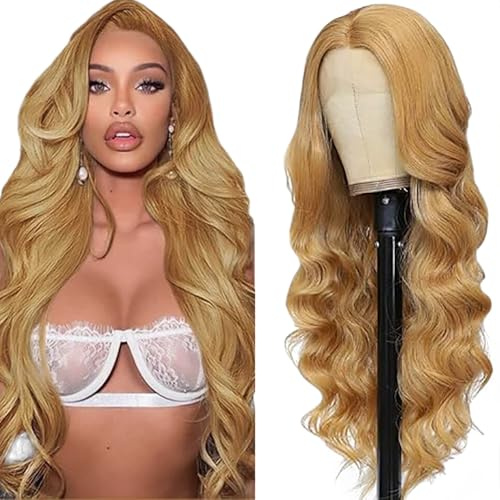 Salharer Echthaar Perücke für Damen Perücken Body Wave Human Hair Wig 13x6 Lace Front Wig 100% Brasilianisches Perücken Echthaar mit Babyhaar Any Part Honey Blonde Color 32 Inch