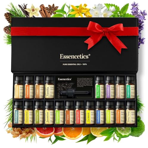 Essential Oils Set, 20 Bottles x 10ml, for Diffuser, Massage, DIY Beauty