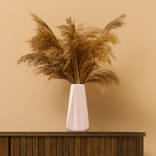 FUONCEDE Keramik Vase, Geometrisches Design Blumenvase Keramik Vasen für Blumen, Dekorative Vasen für Pampasgras Deko, Modern Kleine Vase für Home Wohnzimmer Esstisch Bauernhaus Büro Dekor