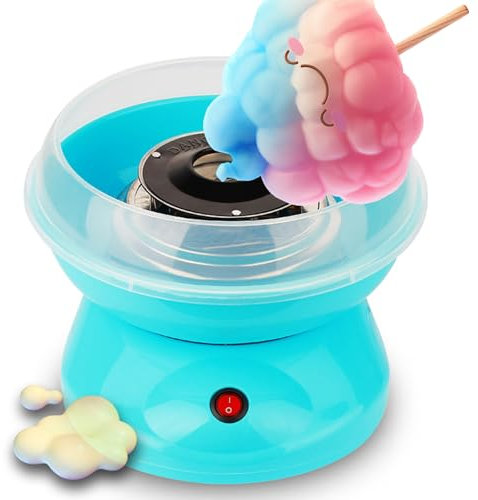 Cotton Candy Machine For Kids, Cotton Candy Maker With Bamboo Stick, Non-stick Plates, Portable Candy Floss Machine For Sugar Or Sweets, For Parties, Home, Gift, Fun Snacks Treat Maker blue