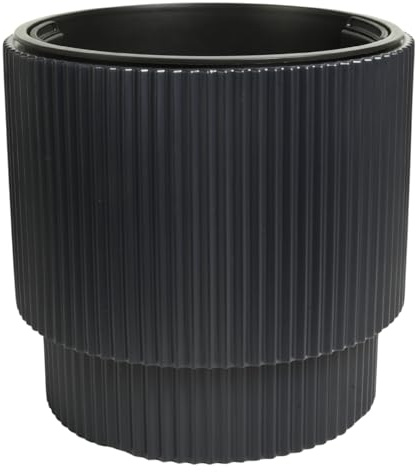 B2C Plant Pots Flower Planter 7 Colours 2 sizes Tall Wavy Plastic Pot Boho Elegant Textured Plastic Lightweight Home Garden Patio (Anthracite, 40cm - 38L)