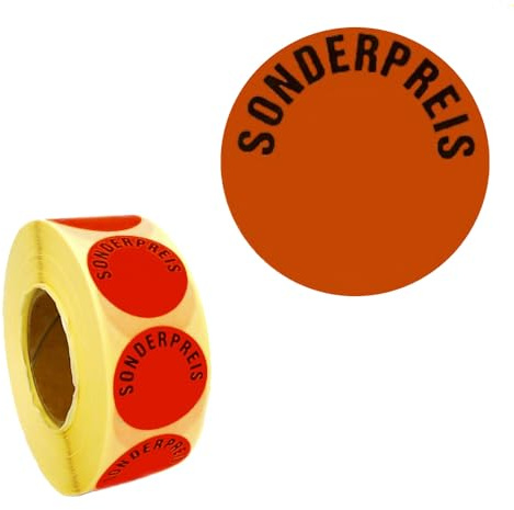 1.000 Aktionsetiketten SONDERPREIS | rund leuchtrot auf Rolle 32 mm, Etiketten permanent selbstklebend