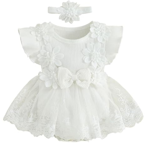 Happy Cherry Robe de Baptême Bébé Vêtement Nouveau-Né Fleurs Mariage Cérémonie Robe en Dentelle Tutu Soirée d'anniversaire 70