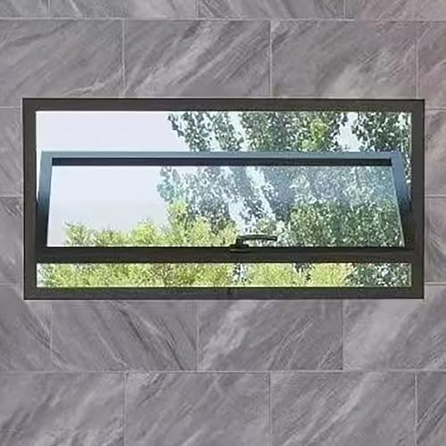 Finestra Sopraluce Nera a Strisce per Casetta, Finestra Scorrevole Decorativa, Finestra di Ventilazione in Alluminio con Blocco 360°, per Pollai, Bagni, Garage, Seminterrati Personalizzati(Black-c,L60