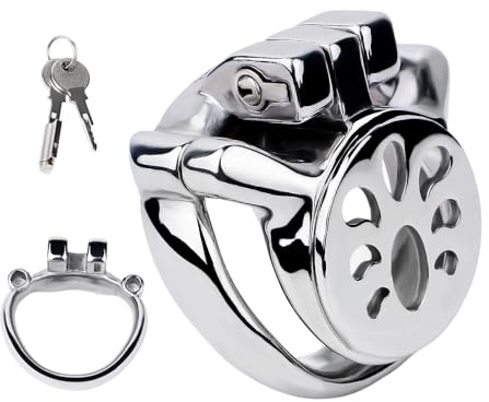 GeRRiT Edelstahl Keuschheitskäfig für Männer Kleiner Chastity Cage Set Herren Peniskäfig Schloss mit Cockring SM Bondage Sklave Keuschheitsgürtel Extrem Sex Spielzeug für Männer(50mm)