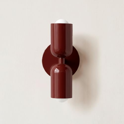 niuniaj Wandleuchte innen,2 Flammig Up and Down Wandlampe Wandbeleuchtung | E27 Modern Wandlampe für Wohnzimmer Schlafzimmer Flur Balkon Treppe Kinderzimmer Büro Schminktisch,Rotwein