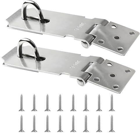 2PCS 4 Pollici Lucchetto Hasp Chiusura Porta, 304 Serratura Porta Catenaccio Antifurto Antiruggine, Lucchetto per Armadio, Tavolo Pieghevole, Chiavistello Porta, Serratura Sicurezza Interno ed Esterno