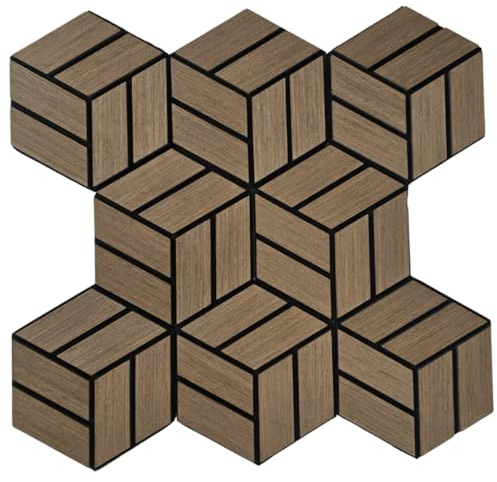8x Hexagon Akustikpaneele MDF-Schalldämmung, Holzpaneele Wanddeko Schallschutzplatten, Holz Wandpaneele,Akustikplatten, Schallabsorber, Acoustic Panels für Schallschutz Büro (DW Muster)