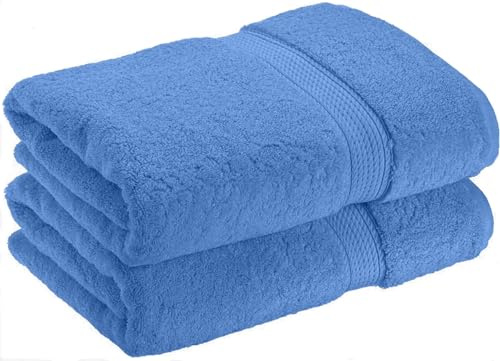 HOUSEGADS Extra Large Bath Sheets Towels 100% Egyptian Cotton 600 GSM Highly Absorbent Rapid Dry Super Soft Large Bath Towel for Bathroom Hotel Quality Towels 80 X 140 CM (2, Cobalt Blue)