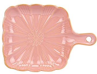 EUXHTYWP Oven Baking Dishes,Ceramic Dish Pie Pan Porcelain Bakeware Lasagna Pans Casserole Quiche Roasting Cooking, 1 Piece(Pink)