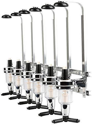 MUL-BHERRAMIENTA Dosificador de alcohol de pared, 6 botellas, dispensador de bebidas alcohólicas, soporte de bebidas licor, dosificador de botella: 53 x 11 x 36 cm, para bar en casa y comerciales