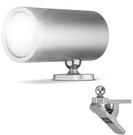 REV LED Wandleuchte - Wandlampe mit Akku & Bewegungsmelder, 180lm, kabellos, dimmbar, 360° drehbar. Wegeleuchte zum Mitnehmen - ideal für Camping, Garage & Keller, IP54, silber