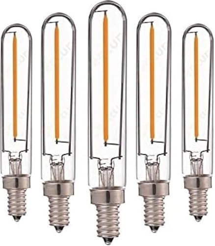 Luces De Voltaje Ancho 5pcs T20/t6 Lámpara Tubular Retro Regulable Led Bombilla De Filamento Largo 1w 2200k E12 E14 Base 110v 220vac Candelabro Luces Colgantes Bombillas Domésticas, E14 220V 240V