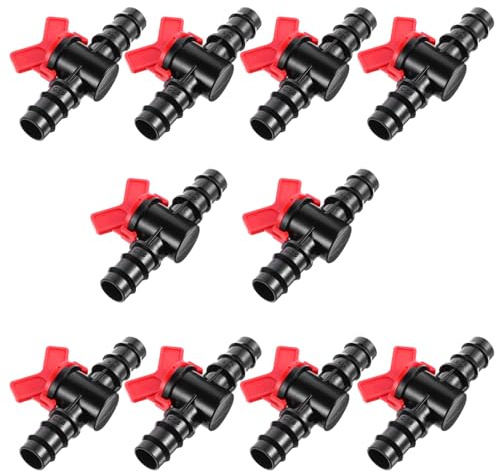 HOODANCOS 10 pièces Vannes à Boisseau Sphérique Barbelées pour Tuyaux Irrigation avec Poignée Rouge Raccords Robustes pour Systèmes Arrosage Domestique et Jardin Contrôle Facile du Débit