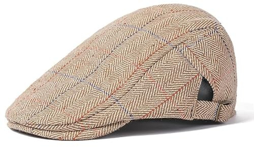 Herr Fiskbensmönstrad Skärmkeps - Vinterförstärkt Retro Baskerhatt(Beige)