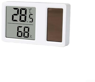 Rackumic Solar Hygrometer Thermometer 4 Pack Digital Temperature Humidity Meter for Home Office with Wide Range -10 to 50C and Wall Mount Stand ABS Material Black