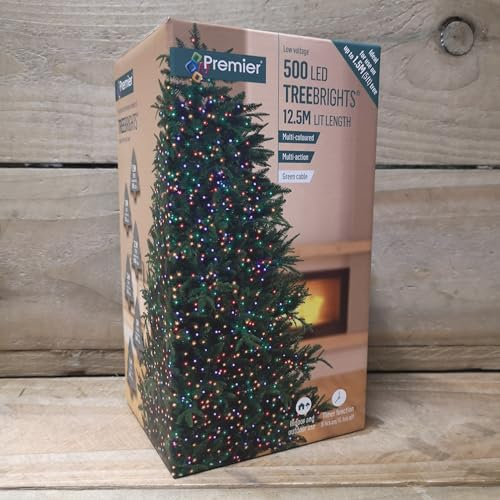 Premier Decorations 12.5m MULTI COLOUR 500 LED Supabright CHRISTMAS TREEBRIGHT Festive LIGHTS for 1.5m Tree