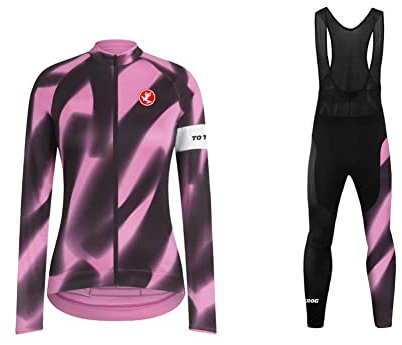 UGLY FROG Neue MTB Winter Fleece Thermisches Radtrikot Damen Set Fahrradbekleidung Fahrradtrikot Langarm und Radhose mit 20D Bib Sitzpolster