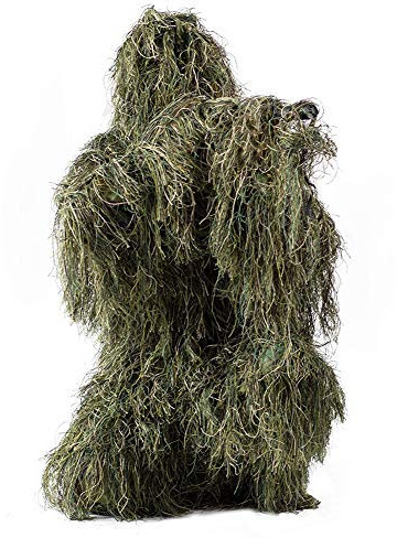 HAOTZ Combinaison de Chasse Ghillie Camouflage Forêt Forêt Ensembles 3D Tactique Costume de Sniper Vêtements de Chasse Costume d'extérieur pour Adultes Unisexe et Sac de Rangement, Tenue Ghillie.