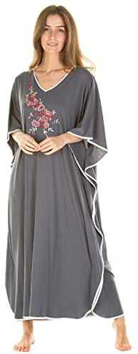 Undercover Lingerie Ltd La Marquise Caftan Brodé Coton Gris 9985, Gris (9985), taille unique