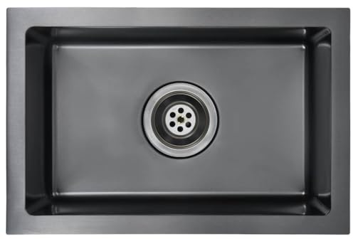vidaXL Fregadero Hecho a Mano Pila Lavabo Cocina Comedor Alberca Servicio Grifo Lavar Olla Platos Integrado Acero Inoxidable Negro