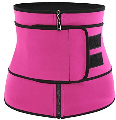 WLXW Bauchweggürtel Neopren Schwitzgürtel Verstellbarer Fitnessgürtel Unisex Bauchgürtel Abnehmen Gürtel Waist Trainer Taille Trimmer Gürtel zum Abnehmen und Schweiß zur Fettverbrennung,Rosa,L