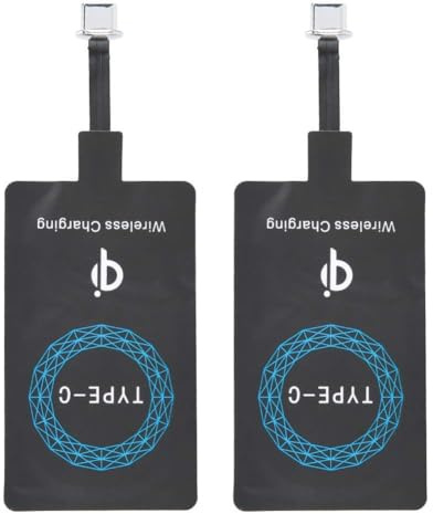 Ricevitore per Caricabatterie Wireless, 2pcs Adattatore per Caricabatterie Wireless Qi Universale di Tipo C Ricevitore di Ricarica per Adesivo per Telefono Cellulare