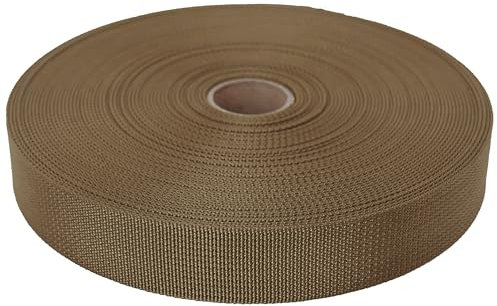 GM CLIMBING MIL-W-17337 Nylon Webbing Flat MilSpecs 1200Lbs for Tactical Goods, Backpack Straps, Loops, Slings, PALS MOLLE Webbing Adapter 1 inch x 30Ft / 10 Yards Coyote Brown