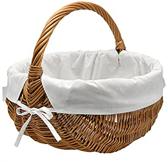 MyBer® Pilkorg shoppingkorg picknickkorg stabil bärkorg rund av vide K1-005-SW