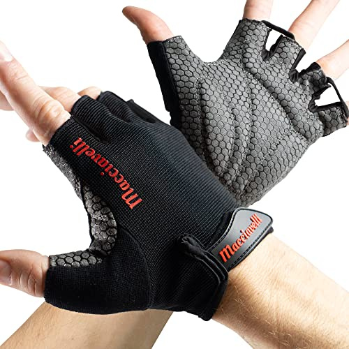 MACCIAVELLI® Guantes Gimnasio Hombre Mujer – Guantes Gym con Protección de Muñeca para Pesas, Deporte, Entrenamiento – Guantes Fitness