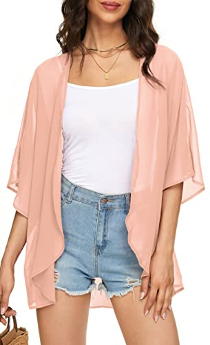 Baddräkt coverups för kvinnor sarong strand bikini wrap sheer shorts kjol chiffong halsduk för badkläder, B Solid orange rosa, M