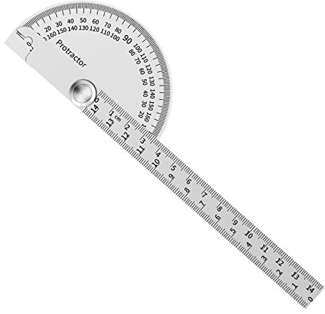 Winkelmesser mit Lineal, Goniometer-Lineal, Winkelmesser aus Edelstahl, Gradmesser Goniometer, Winkellineal Protractor, Winkelmesser mit Rundkopf für Schüler Ingenieur Architekturdesign Tischlerei