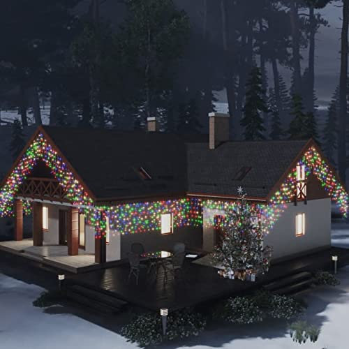 Tidyard LED-Vorhang Eiszapfen 10 m 400 LEDs Mehrfarbig 8 Funktionen Lichtervorhang Beleuchtung Weihnachtsdekoration LED Vorhang für Weihnachten, Partys, Hochzeiten & Feiertage