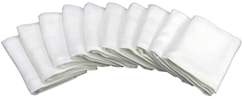 Clevere Kids Spucktücher 10er-Pack | 38x38cm | Öko-Tex 100 | 100% Baumwolle | 60°C waschbar | Mulltücher (weiß LUX)