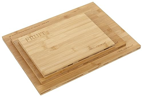 FLORINA 3-delars Set Bambu Skärbrädor DIEGO I Naturliga Bambu Skärblock I Antibakteriellt Köksbräda I Universalskärbrädor för att Skära Ost, Kött, Frukt, Grönsaker
