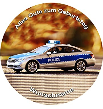 Tortenaufleger, Fondant, Wunschname, Tortenbild, Geburtstag, Polizei, Super Qualität, Ø 20cm, 06803