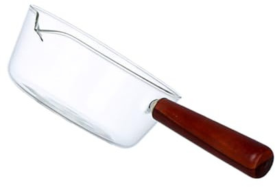 MAGICLULU High Borosilicate Glass Mini Saucepan 400ml Wooden Handle for Kitchen Cooking and Milk Heating
