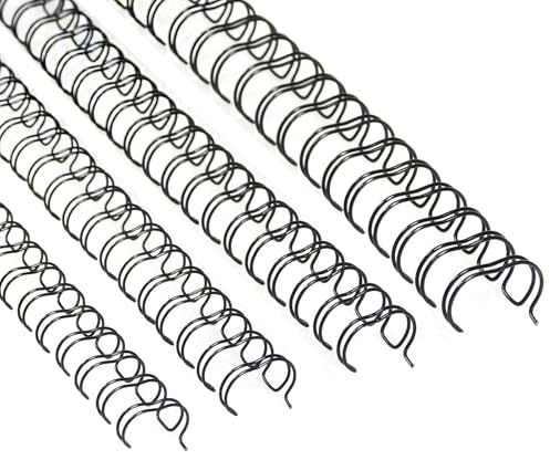 RAYSON Drahtbinderücken, 23 Schlaufen, 50-190 Blatt, 2:1 Teilung, 9,5-22,2 mm Gemischte Größe, A4, Schwarz, Packung mit 100 Stück