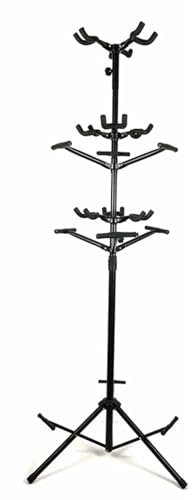 Buhelyc Universal-Stativ Gitarrenständer, Multi-Kopf-Gitarrenständer, für 9-Gitarren, Höhe Verstellbar, Gitarrenzubehör, Platz Sparen, Schwarz