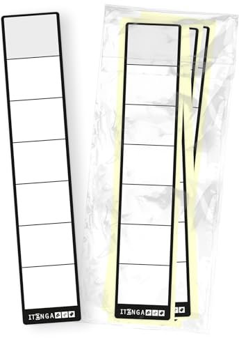 itenga 50x Ordneretiketten SCHMAL Ordnerrückenschild für schmale Ordner I Aufkleber für Ordnerrücken selbstklebend aus Haftpapier 3,6x19cm (schwarz)