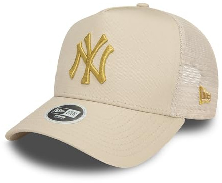 New Era Wmns Metallic Trucker Adjustable Cap NY YANKEES Beige Gold