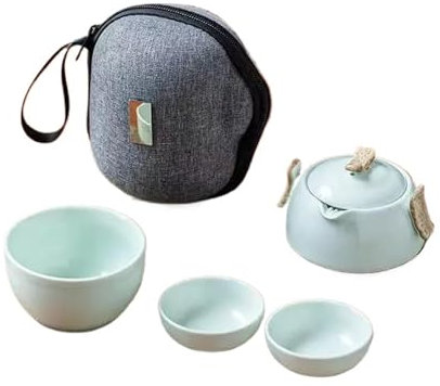 Teekannen-Set für den Außenbereich, Teegeschirr, Keramikbecher, Shu Puer, Tassen und Becher, Gaiwan, Samowar, Kanne, Reise-Teeset, tragbares Kung-Fu-Teeset, 1 Teekanne, 3 Tassen, Teesets mit Teekanne