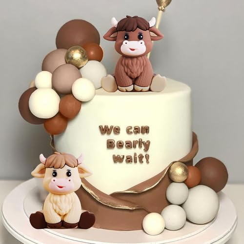 JeVenis Highland Cow Cake Decorations Cow Cake Topper | Highland Cow Party Favors for Highland Cow Baby Shower Birthday Party Supplies
